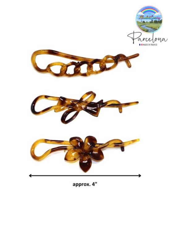 Set of 3 Metal Free Hair Clip Barrettes with Flower and Bow Design main image 4